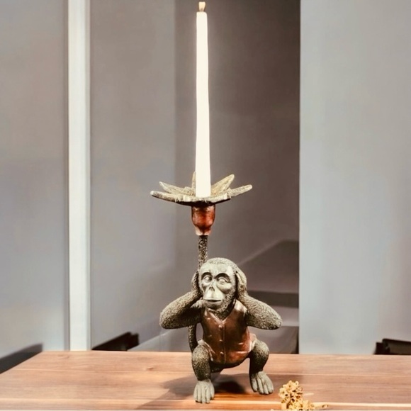 Vintage - 12" Tall - Wooden/ Resin Chimpanzee Figurine - Picture 3 of 12